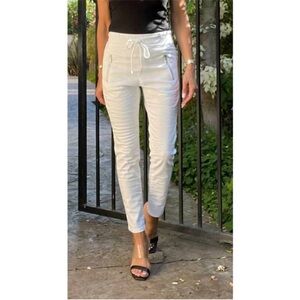 Bevy Flog Pants Womens Noam White Stripe Drawstring Skinny Leg Zipper Pockets 27